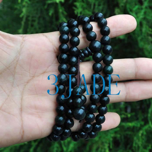 black jade Buddhist prayer beads mala