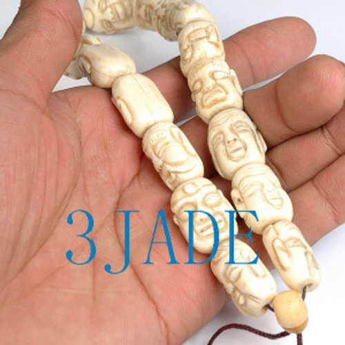 18 Detail Carved Bone Arhats Prayer Beads Mala