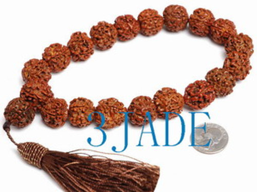 20mm Natural Rudraksha Bodhi Seed Mantra Meditation Wrist Prayer Beads Mala