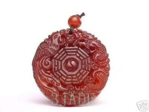 Red Carnelian Tai-Chi Diagram Amulet Pendant / Talisman