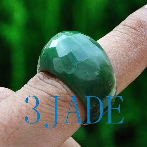 Faceted Green Nephrite Jade Ring