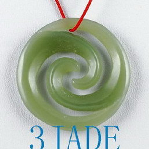 New Zealand Maori Style Natural Nephrite Jade Koru / Swirl Pendant