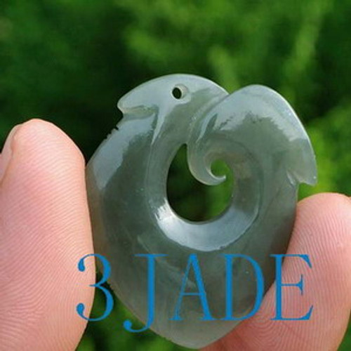 Natural Neprhite Jade Fish Hook Hei Matau Pendant New Zealand Maori Style / Art Symbol of Prosperity and Abundance