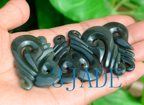 Maori jade fish hook necklace