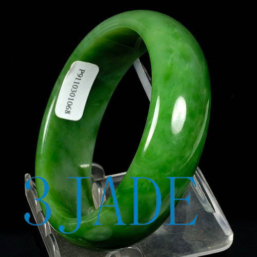 A+ Grade Natural Green Nephrite Jade Bangle Bracelet w/ Certificate