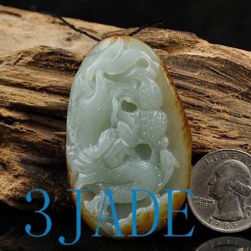 Natural Hetian Nephrite Jade Dragon Pendant Carving / Art w/ Certificate G020461