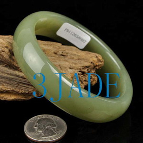 61mm Natural Hetian Nephrite Jade Bangle Bracelet w/ Certificate