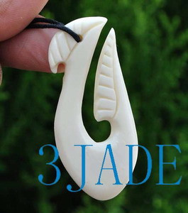 Hand Carved Bone Fish Hook Pendant New Zealand Maori Style Carving G029105  - 3JADE wholesale of jade carvings, jewelry, collectables, prayer beads