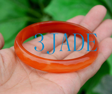 Faceted Red Agate Carnelian Bangle - Multi-Facet Design, 64-68mm