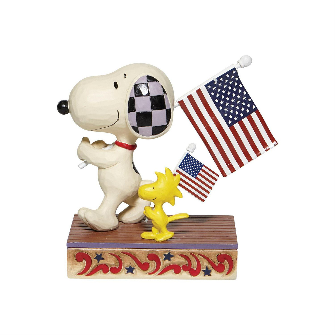 Peanuts by Jim Shore Snoopy Woodstock with USA Flags 4.75