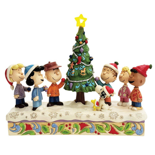 Peanuts Decorating Lighted Christmas Tree 8" Tall Figurine Peanuts Decorating Lighted Christmas Tree 8" Tall Figurine