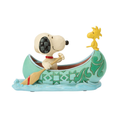 Snoopy Woodstock in Canoe 4" Tall Figurine
