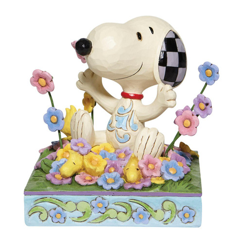 Jim Shore Peanuts Snoopy in Flowers "Bouncing Into Spring" Figurine