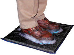 18 x 18 boot disinfection mat shown in use 18 x 18 boot disinfection mat shown in use