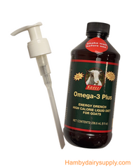 Omega 3 Energy Drench for Goats - 8 oz bottle with pumper dispenser