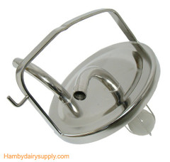 Stainless Steel Fresh Cow Lid with check ball for 5/8 hose - Fits Short Handle Buckets