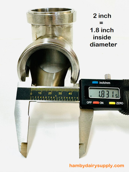 2.0 inch Milk Tank Valve clamp x thread - Hamby Dairy Supply