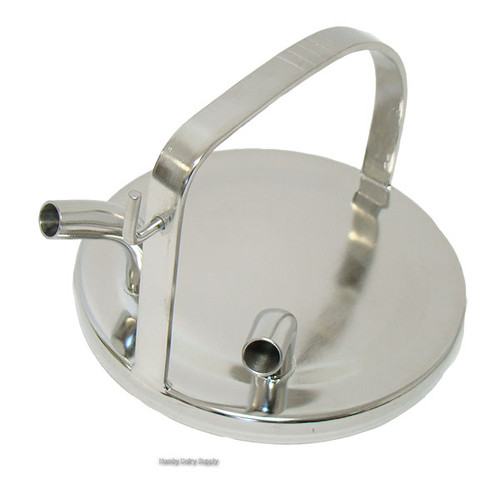 1057 Stainless Steel Fresh Cow Lid 2 inlet for 5/8 hose - For Tall Handle buckets only