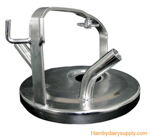 SS Bucket Lid for Interpuls pulsator - 2 milk inlets - Fits Short Handle Buckets