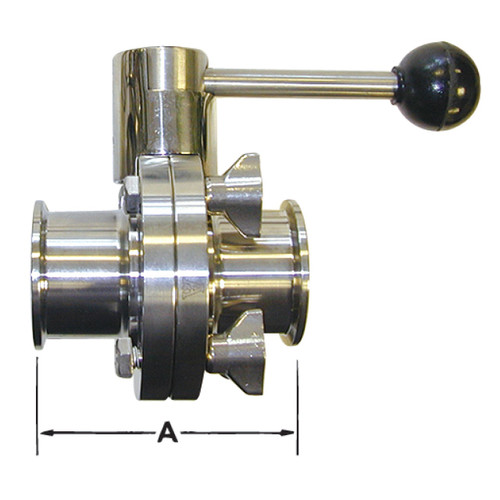 Butterfly Valve for 1.5 inch SS clamp x clamp - 316 stainless steel