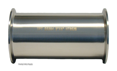 3.0 inch Clamp x Clamp Stainless tubing 6 inch length