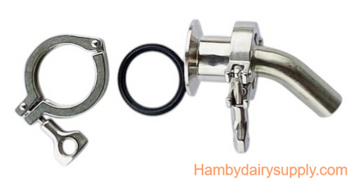 Jug and Can Fill Kit - 45 ° outlet Fits 2.0 Clamp Butterfly & Milk Plan Tank Valves