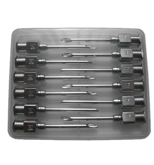 14 Gauge x 3/4 inch SS needles (package of 12)  Re-usable