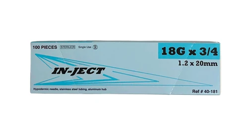 Closeout! IN-JECT Aluminum Hub 18 Gauge x 3/4 Inch Needles (Box of 100)