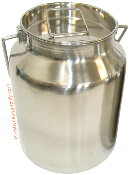Small Shining Stainless Steel Milk Can Seamless Solid Bail 10 High 1.3 Gallon