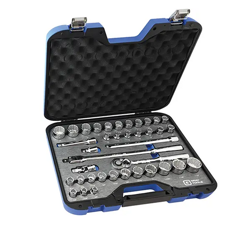 SAE & METRIC SOCKET & ATTACHMENTS SET, 38 PCS, 1/2" DRIVE SIZE