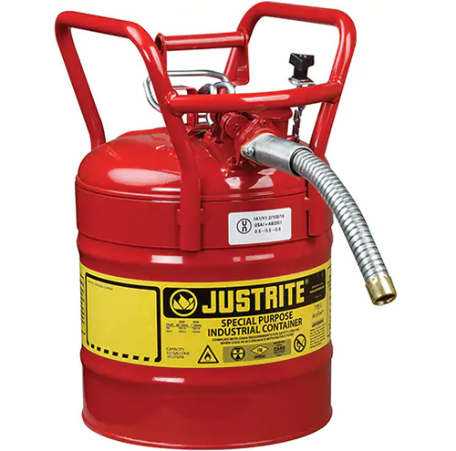 D.O.T. ACCUFLOW™ SAFETY CANS, TYPE II, STEEL, 5 US GAL., RED, FM APPROVED