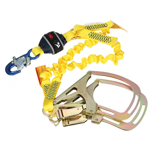TWIN-LEG STRETCH WEB SHOCK-ABSORBING LANYARD 6' REBAR HOOK CENTER SNAP HOOK LEG ENDS