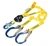 TWIN-LEG STRETCH WEB SHOCK-ABSORBING LANYARD 6' REBAR HOOK CENTER SNAP HOOK LEG ENDS