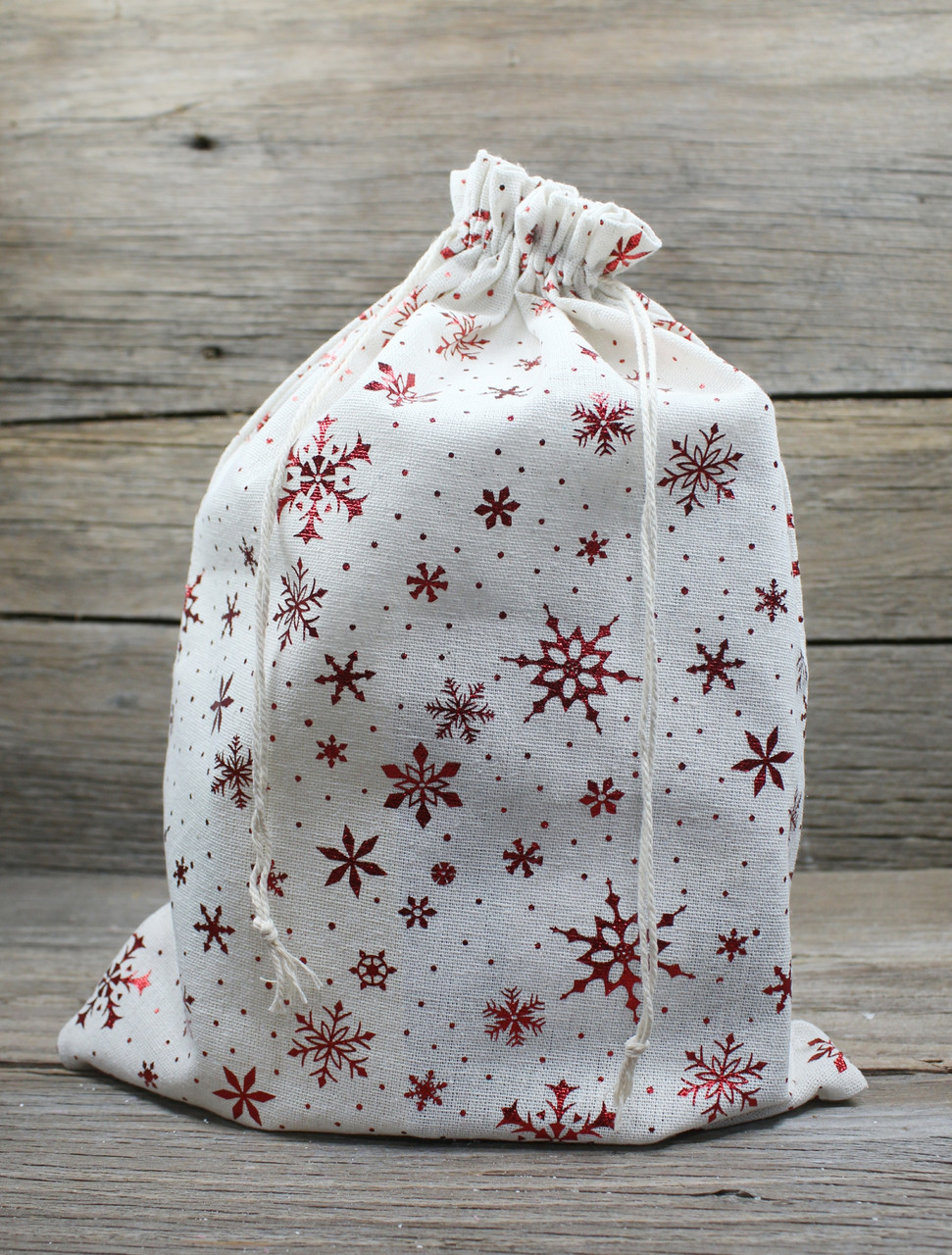 Red Snowflake Fabric Gift Bag Christmas Oregon Rain Naturals