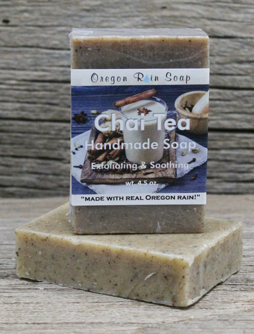 Mild cleansing bar soap
Made with Chai Tea - Natural exfoliant
Made in Oregon, USA