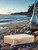 Unboxed Bay Rum & Loofah Handmade soap bar sitting on an Oregon beach looking over the ocean waters.
