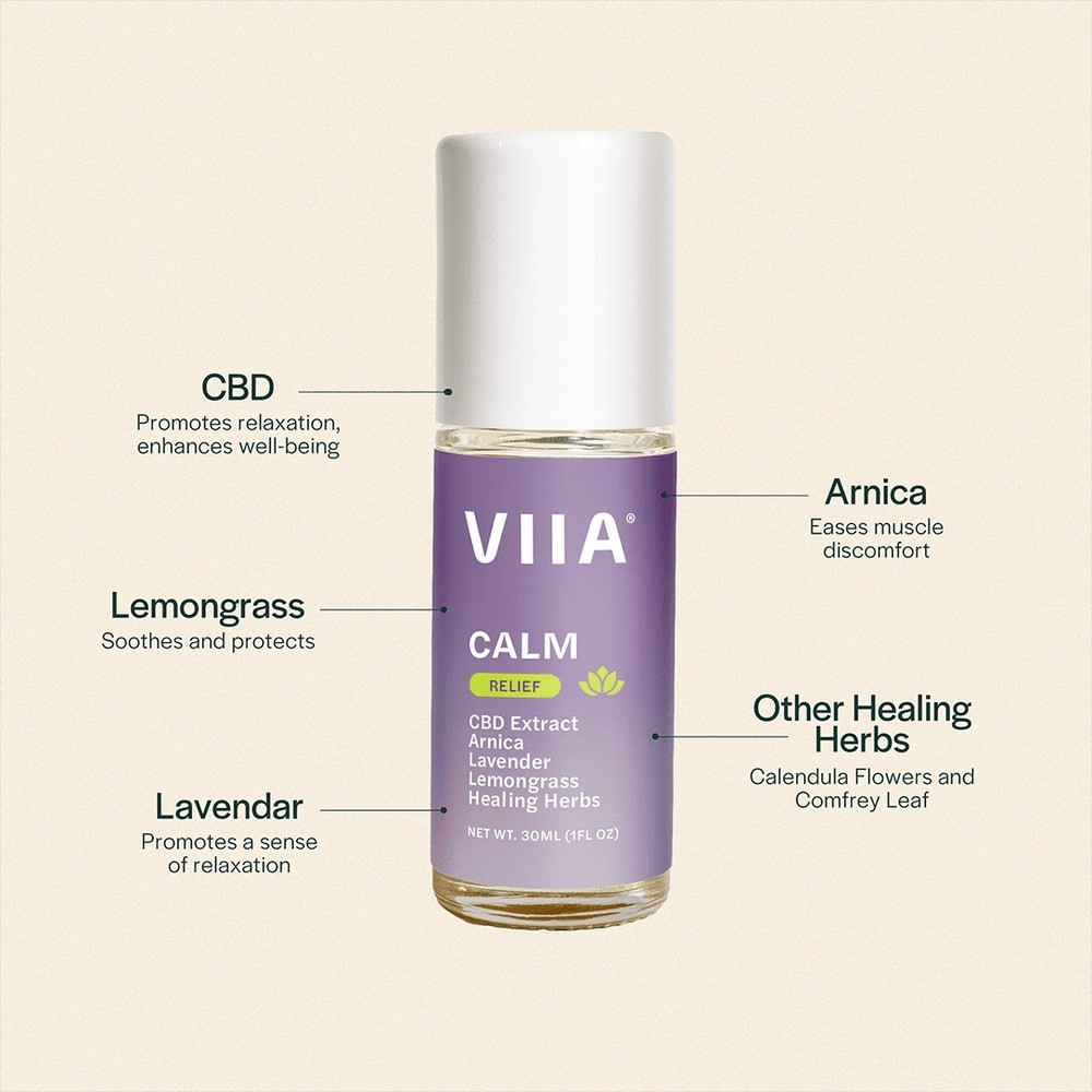 VIIA Full Spectrum CBD Relief Calming Lavender Roll-On - Calm Leaf