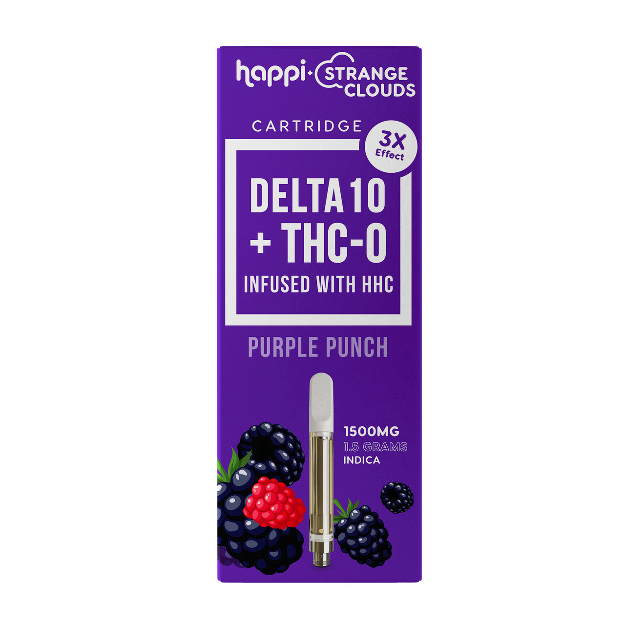 Happi + Strange Clouds Delta 10 + THC-O + HHC Vape Cartridge - Calm Leaf