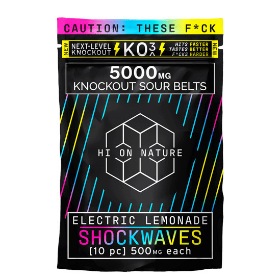 Hi On Nature D8 + HHC + THC-P + CB+ Shockwaves Knockout Sour Belts