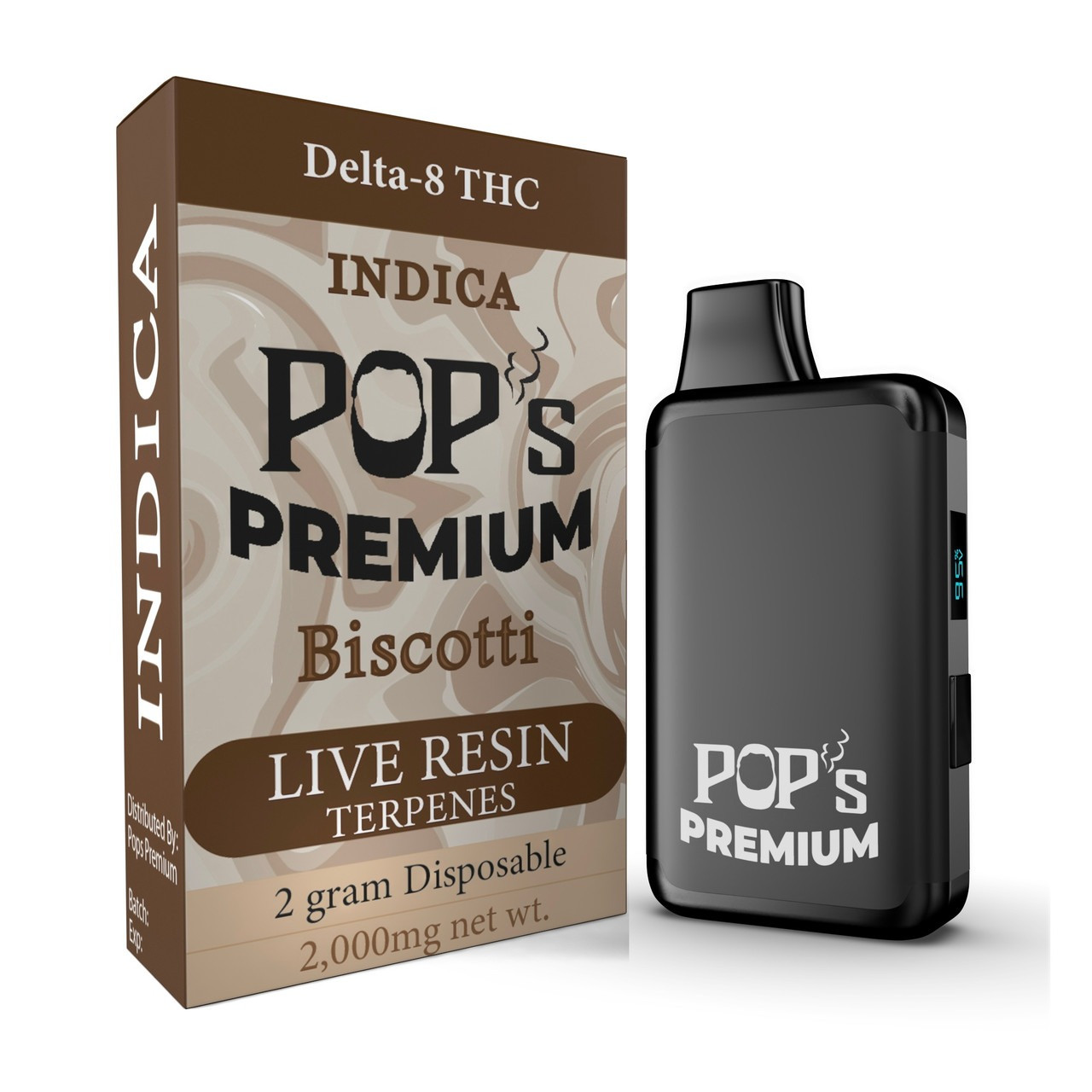 Pops Premium Delta 8 THC Live Resin Disposable Vape Pen - Calm Leaf