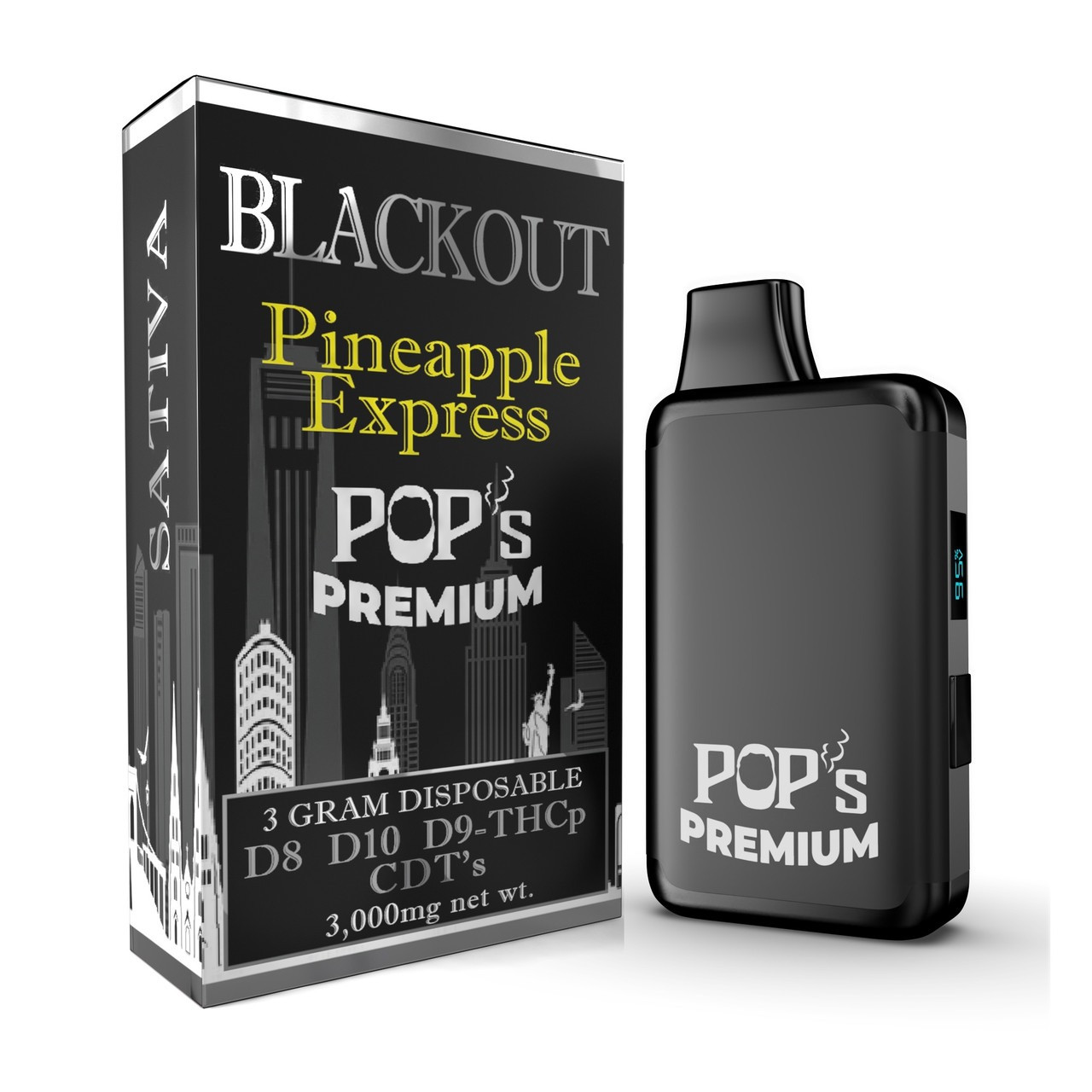 Pops Premium Blackout Series 3G Disposable Vape Pen - Calm Leaf