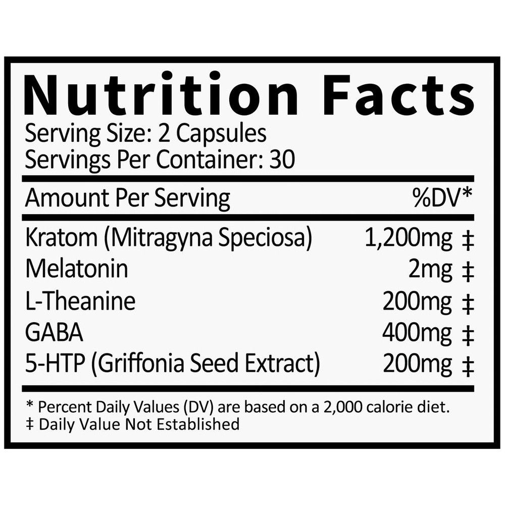 Krabot Red Bali Kratom Sleep Aid Infused Capsules - Calm Leaf