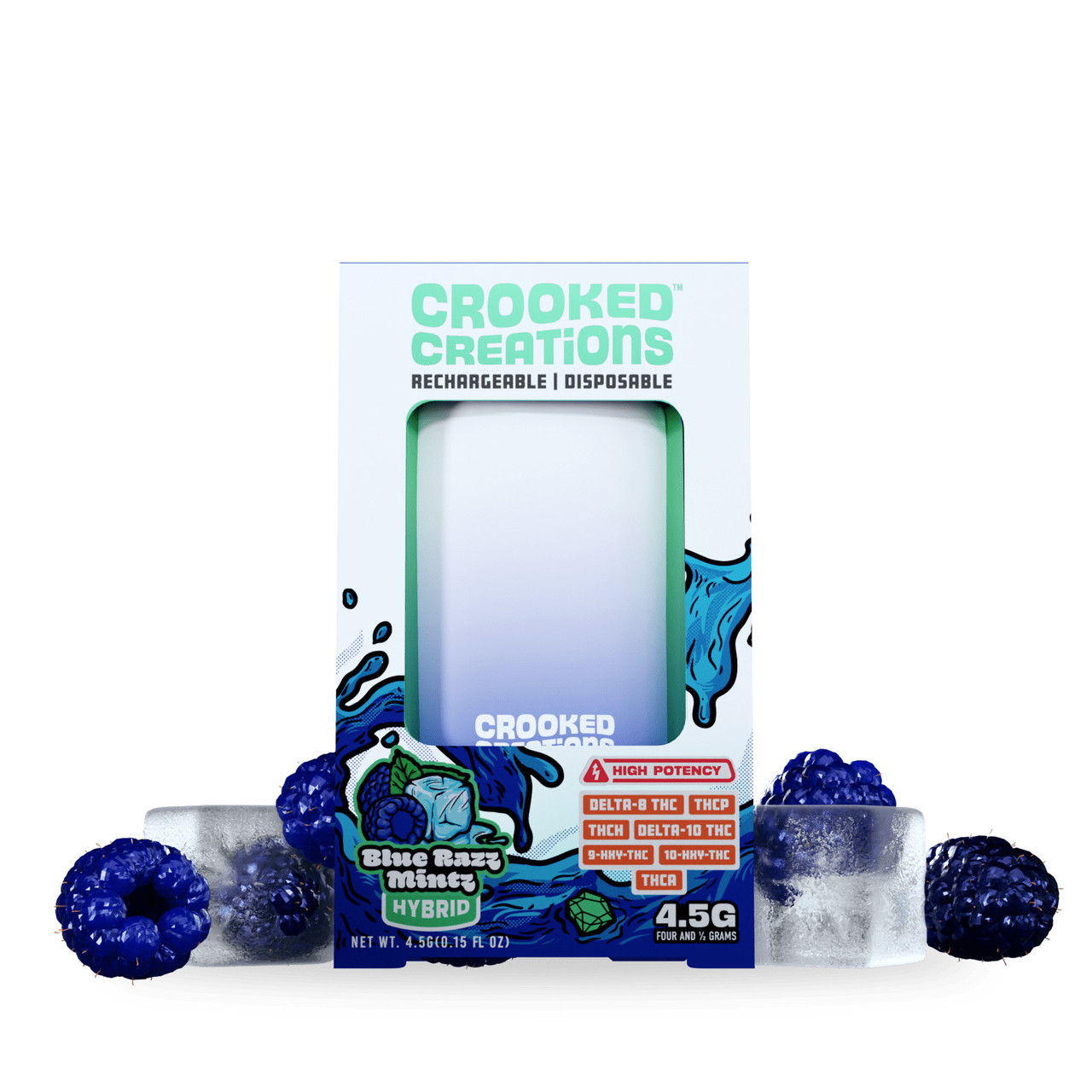Crooked Creations D8 + THCP + THCH + D10 + THCA + HXY-9 + HXY-10 4.5G Live  Diamond Bar - Calm Leaf