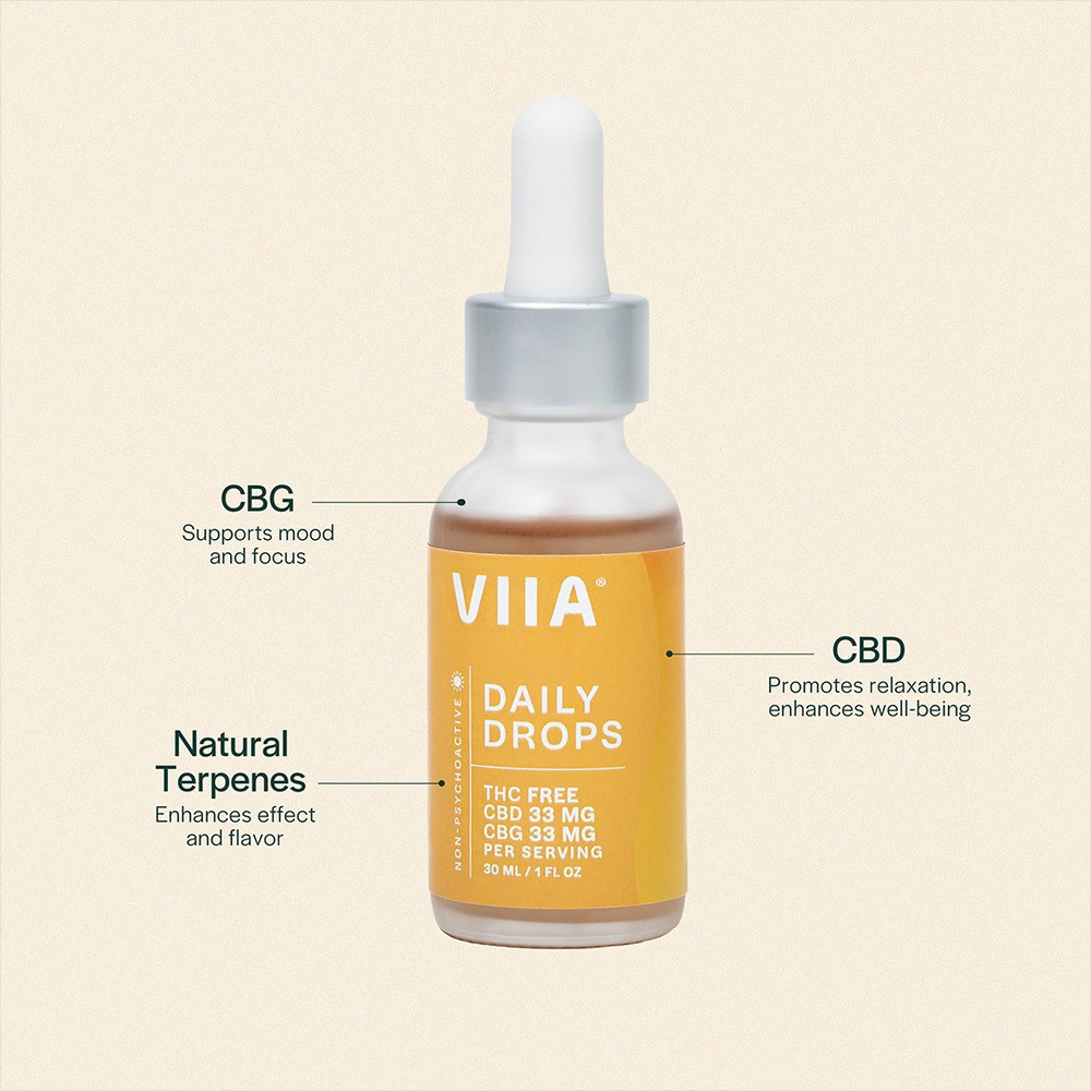 VIIA Broad Spectrum CBD + CBG Daily Drops - Calm Leaf