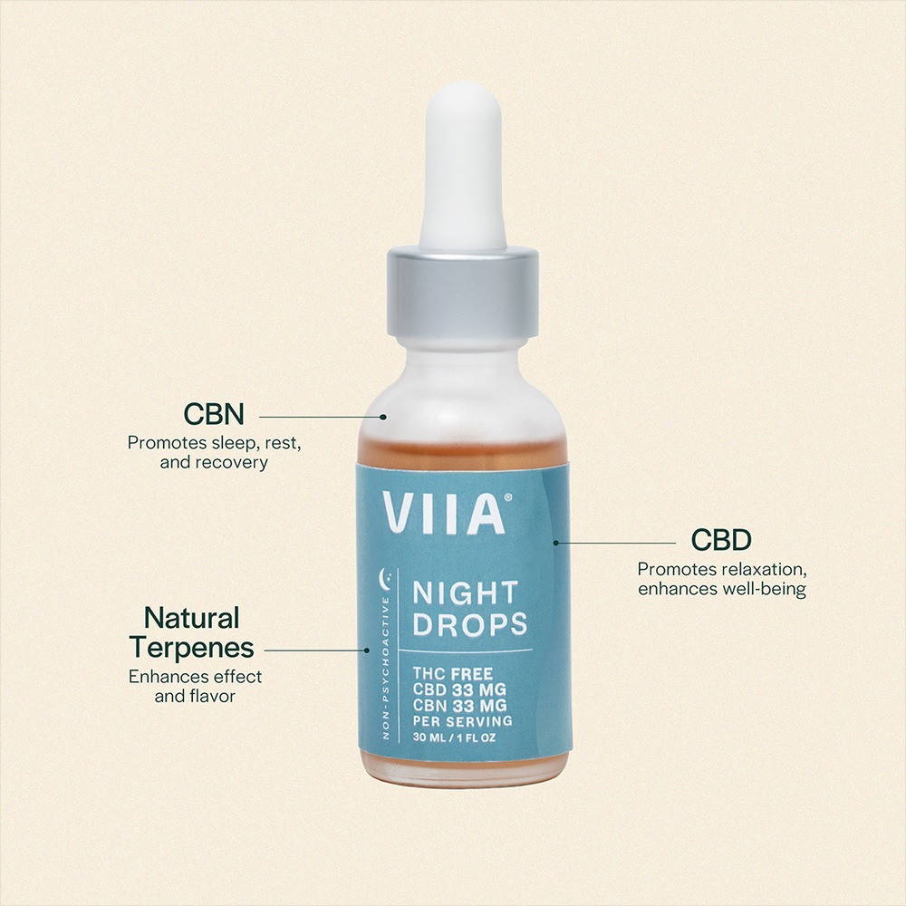 VIIA Broad Spectrum CBD + CBN Night Drops - Calm Leaf