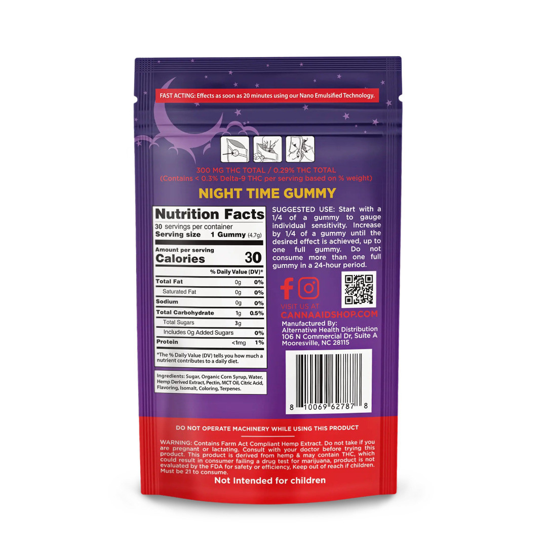 CannaAid Delta 9 THC + CBD + CBN Night Time Live Resin CDT Gummies