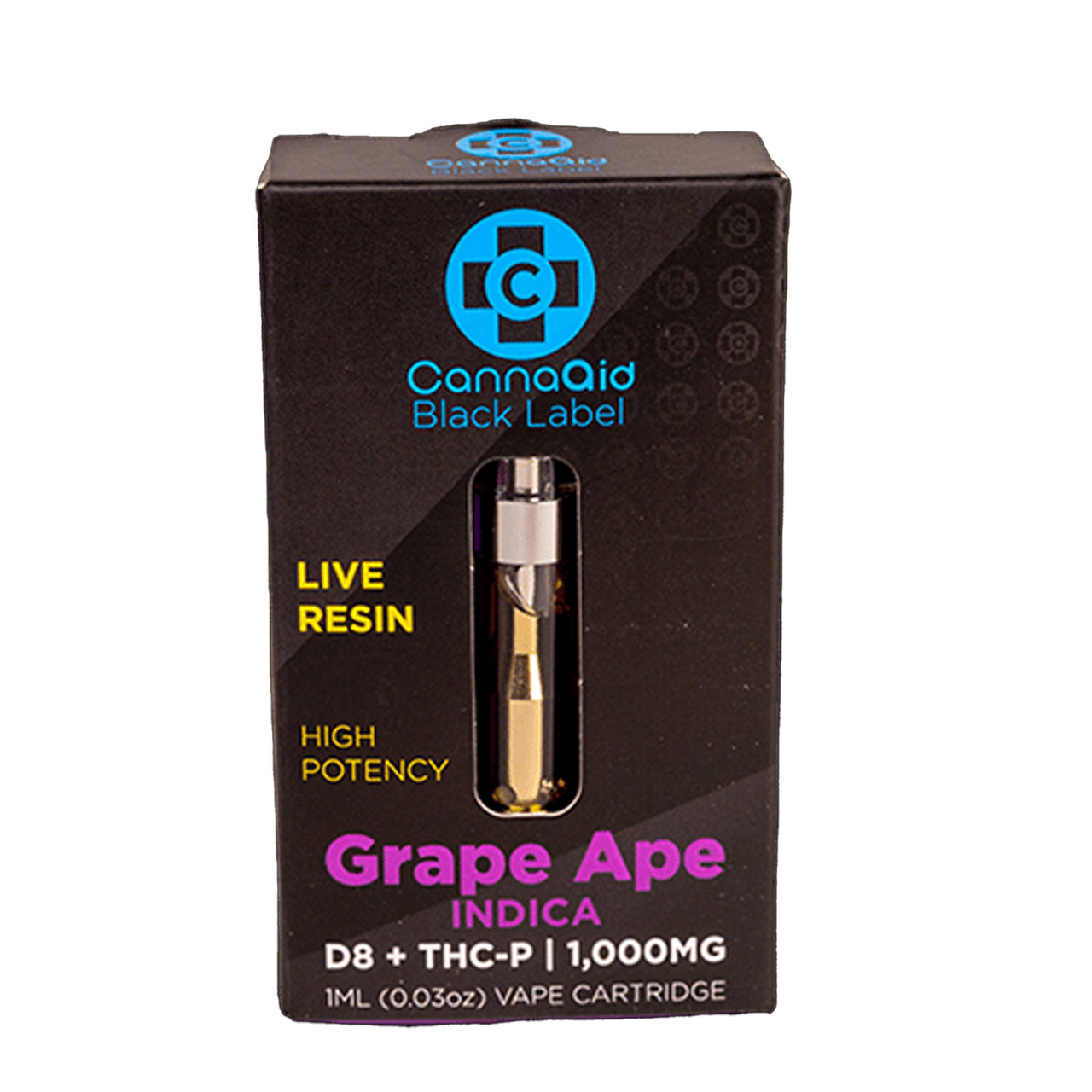 CannaAid Black Label D8 + THC-P Live Resin 1G Vape Cartridge