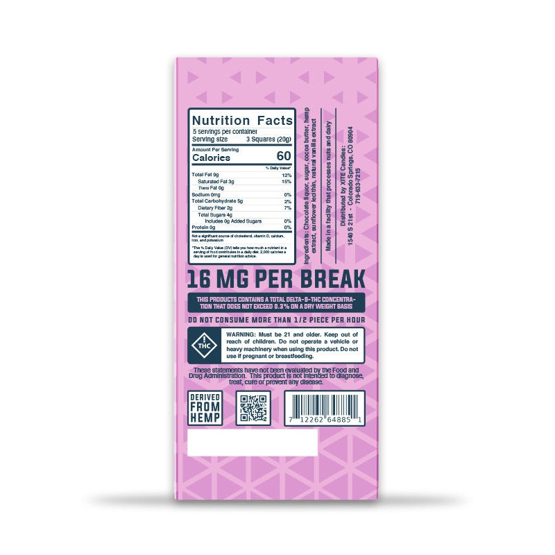 Xite Delta 9 THC + CBD Chocolate Bar - Calm Leaf