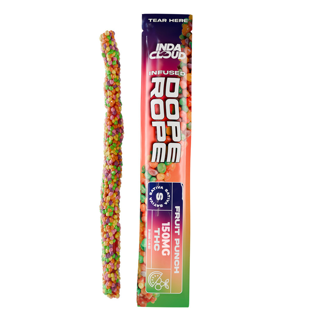 IndaCloud Delta 9 + Delta 8 THC Dope Rope Gummy Candy - Calm Leaf