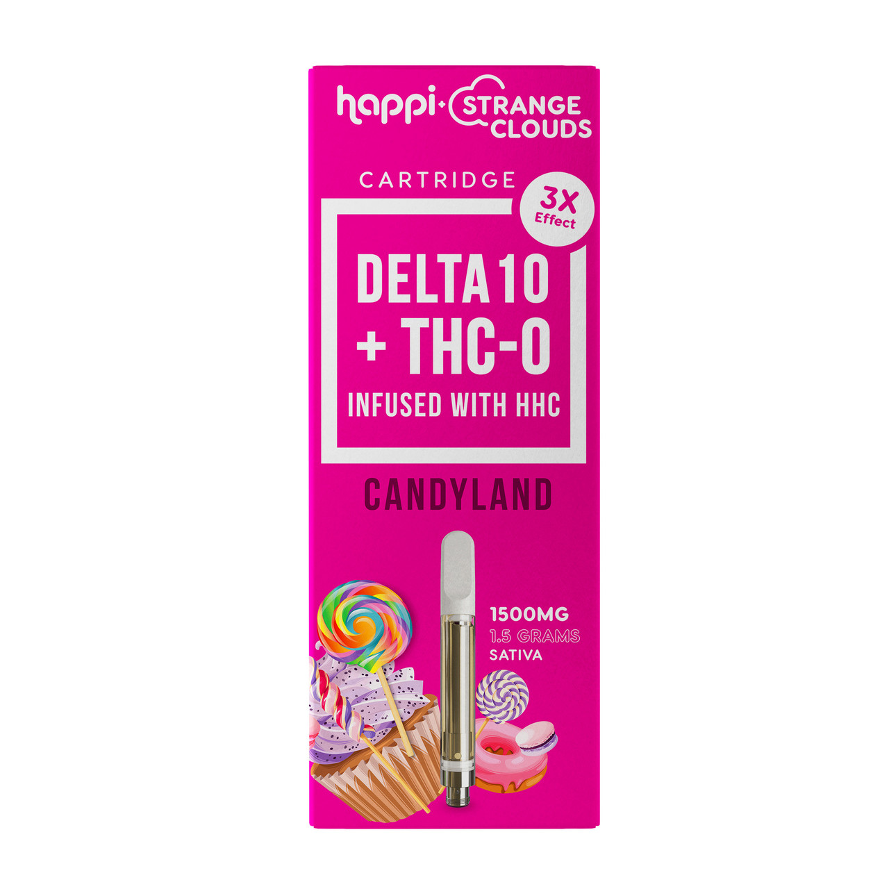 Happi + Strange Clouds Delta 10 + THC-O + HHC Vape Cartridge